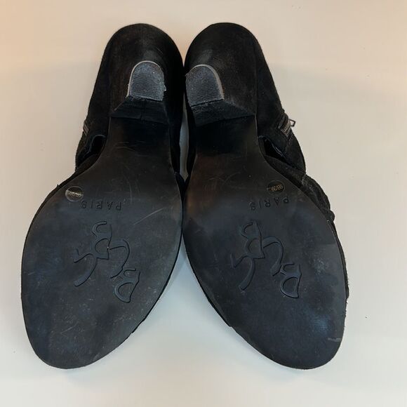 BCBG Paris Black Suede Peep Toe Booties - Picture 7 of 7